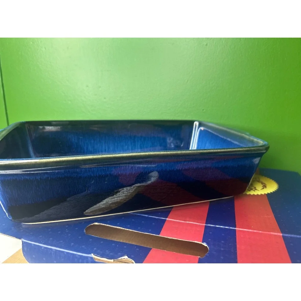 Basque Andalusian Blue Stoneware 13 Inch Rectangular Baker Casserole Dish AB002